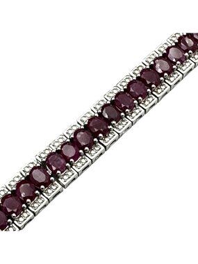 JTV Ruby And Diamond Sterling Silver Tennis Bracelet 7.5 Inch New Stunning